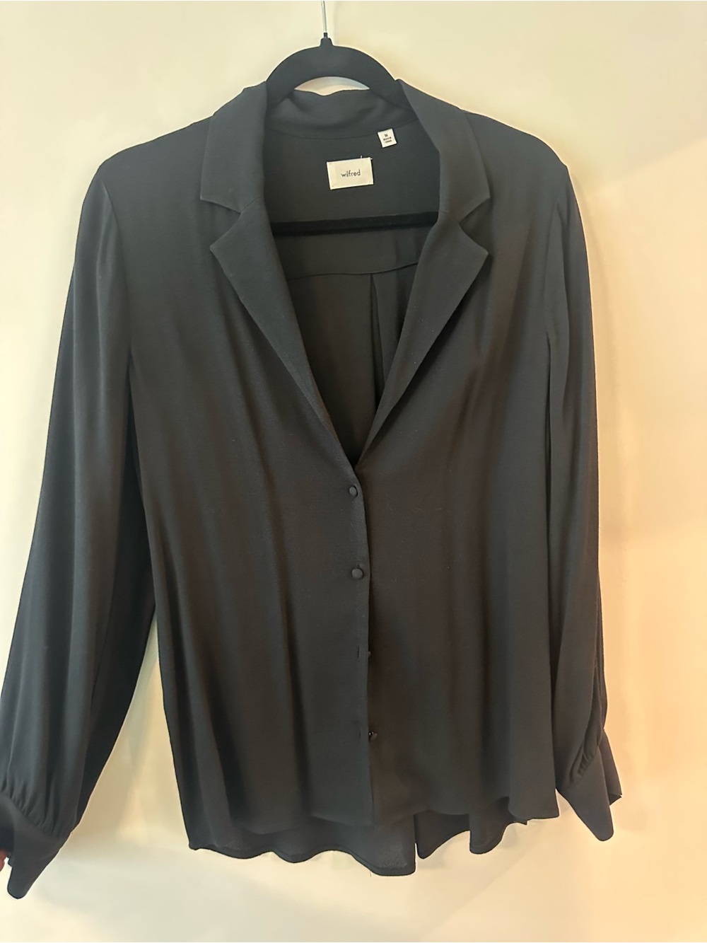 Wilfred Black Drapey Button-Front Blouse